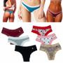 Imagem de Kit Com 3 Calcinhas Fio Em Algodão Com Renda Feminina Adulto Estilo REF345