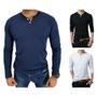 Imagem de KIT COM 3 Camisetas Henley J Silver Slim Fit Manga Longa 2 Botões