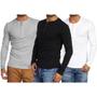 Imagem de KIT COM 3 Camisetas Henley J Silver Slim Fit Manga Longa 4 Botões