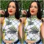 Imagem de Kit com 3 Cropped Regada com Gola Alta Malha Estampada
