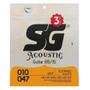 Imagem de Kit com 3 Encordoamentos para Violão SG Strings Aço 010 Bronze