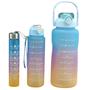Imagem de Kit com 3 Garrafas De Água Com Canudo Squeeze 2 LITROS - 1LITRO  e 500ML