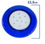 Imagem de kit com 3 Luminária de led para Piscina 18w 12v 125mm Luz azul com acabamento azul + fonte 5A ST666