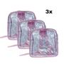 Imagem de KIT COM 3 MINI mochila ROSA infantil transparente cristal escola viagem lancheira piscina brinquedo