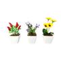 Imagem de Kit Com 3 Mini Vasinhos Decorativo Com Plantinha Artificial