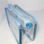 Imagem de Kit com 3 Necessaire transparente e AZUL 23X15