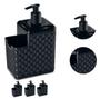 Imagem de Kit com 3 Porta Detergente Esponja Bico Dosador Rattan Preto