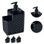 Imagem de Kit Com 3 Porta Detergente Esponja Bico Dosador Rattan Preto