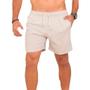 Imagem de Kit com 3 shorts bermuda linho premium masculino lisa básica estilo casual mauricinho moda praia verão com 3 bolsos forrada confortável