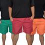 Imagem de Kit Com 3 Shorts de Tactel Colorido  Bermuda Lisa Plus Size