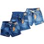 Imagem de Kit com 3 shorts jeans infantil menina com lycra .