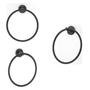 Imagem de Kit com 3 Toalheiro Anel New City Design Elegante Preto Matte
