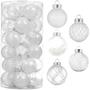 Imagem de Kit com 30 Bolas de Natal de Plástico Inquebráveis - 60mm - Decoração para Árvore de Natal (Branco)