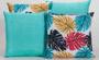 Imagem de Kit com 4 Almofadas Decorativas Estampa Azul Turquesa com Folhas Coloridas