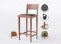 Imagem de Kit Com 4 Banquetas Alta de Madeira Maciça Com Encosto Para Cozinha e Área Gourmet - Suede Veludo Cinza - Home Mobily