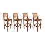Imagem de Kit com 4 Banquetas Rusticas Alta Confort com Encosto Madeira Maciça Malbec