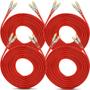 Imagem de Kit com 4 Cabos RCA 5 Metros Dupla Blindagem Cobre Vermelho 