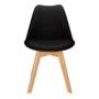 Imagem de Kit Com 4 Cadeira Leda Preta Charles Eames Wood Com Almofada