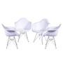 Imagem de Kit com 4 Cadeiras Eames com Braço e Base Cromada na Cor Branca - 64605