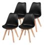 Imagem de Kit Com 4 Cadeiras Eames Leda Almofadada Preta