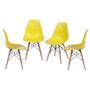 Imagem de Kit com 4 Cadeiras Eames Polipropileno Base Madeira na Cor Amarela - 64556