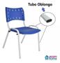 Imagem de Kit Com 4 Cadeiras Iso Para Escola Escritório Comércio Azul Base Branca 