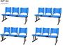 Imagem de Kit com 4 Cadeiras Longarina PLÁSTICA 03 Lugares Cor Azul Mastcmol