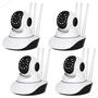 Imagem de Kit com 4 Câmeras de Segurança Ip Sem Fio 360 3 Antenas Hd Wifi Rj45 Visão Noturna Alarme