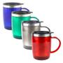 Imagem de Kit com 4 Canecas Copo Térmico Tampa a Vacum Alça Aço Inox 400ml