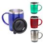 Imagem de Kit com 4 Canecas Copo Térmico Tampa a Vacum Alça Aço Inox 400ml