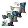 Imagem de Kit com 4 Capas de Almofadas Decorativas Floral Verde e Azul - 45x45
