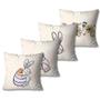 Imagem de Kit com 4 Capas de Almofadas Decorativas Páscoa Coelho Cinza