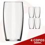 Imagem de Kit com 4 Copos Oca 300ML Transparente Água Suco Drinks