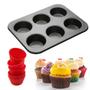 Imagem de Kit Com 4 Formas Para Cupcake Com 6 Forminhas de Silicone