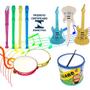 Imagem de Kit Com 4 Instrumentos Musicais Para Criança - Guitarra, Bumbo, Pandeiro, Flauta - Brinquedo