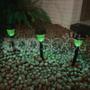 Imagem de Kit com 4 - Luminária Solar Balizador Espeto de Jardim Decoração LED Verde