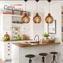 Imagem de Kit com 4 Lustres/Pendentes de Teto em MDF Coquinho para área gourmet, varanda, sala e cozinha