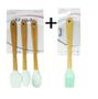 Imagem de kit com 4 Peças Linha Confeiteiro Multiuso de Silicone com Cabo de Bambu