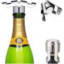 Imagem de kit com 4 Peças - Tampa Para Champagne Espumante Rolha Inox Design De Luxo