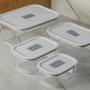 Imagem de Kit Com 4 Potes De Vidro Hermético Fresh Lock Branco