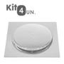 Imagem de Kit Com 4 Ralo Bestfer Click Inteligente 9,4x9,4 Cm Aço Inox Quadrada Para Banheiro BFH2216