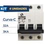 Imagem de Kit Com 4 Soprano Disjuntor Din Trifásico Curva-c 32a 3ka Shb3-c032a