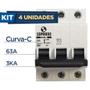 Imagem de Kit Com 4 Soprano Disjuntor Din Trifásico Curva-c 63a 3ka Shb3-c063a