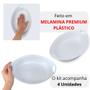 Imagem de Kit com 4 Tigelas 1,3 Litros Branca Ovais com Alca 27,7 Cm Ondulada Melamina Premium Bestfer