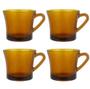 Imagem de Kit Com 4 Xícaras De Vidro Âmbar Para Café Chá 200ml