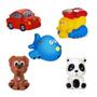 Imagem de Kit Com 5 Brinquedos De Vinil Para Bebê Maralex - Carro, Avião, Trem, Cachorro e Panda