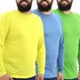 Imagem de Kit Com 5 Camiseta Poliéster Manga Longa Plus Size Colorida