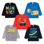 Imagem de Kit com 5 camisetas infantil juvenil para meninos
