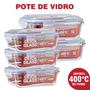 Imagem de Kit com 5 potes de vidro click glass premium 100% herméticos