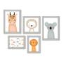 Imagem de Kit Com 5 Quadros Decorativos - Animais - Infantil - Baby - Bebê - 411kq01b